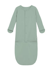 BambooBud baby gown close-up shows soft viscose fabric for gentle skin contact