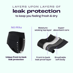 Bambody absorbent boxer in black, 4-layer design for leak resistance