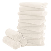 BAMBOO QUEEN 16-pack cream washcloths in 10x10 inches for gentle cleansing and everyday use