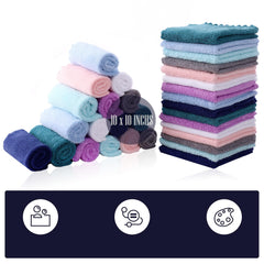Bamboo Queen absorbent microfiber washcloths showing quick water absorption for bath time.