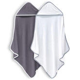 Bamboo Queen baby towel white hooded front view shows ultra-soft bamboo fabric.