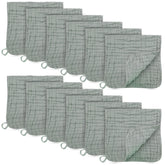 BAMBOO QUEEN muslin burp cloths shown in green, soft protection for baby messes