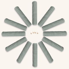 Close-up of four-layer muslin fabric highlighting absorbent design for mess containment