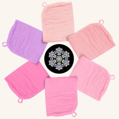 Bamboo Queen Sakura purple washcloth highlighting absorbency