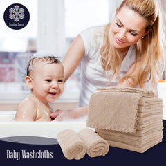 BAMBOO QUEEN versatile baby washcloths used for bath, wipes, and burp cloths.