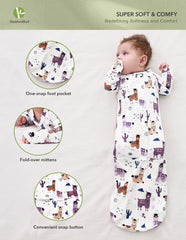 BambooBud baby gown worn by infant showing comfortable fit and easy wear