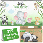 Bambooties bamboo diapers pack front highlighting chlorine-free comfort for sensitive skin
