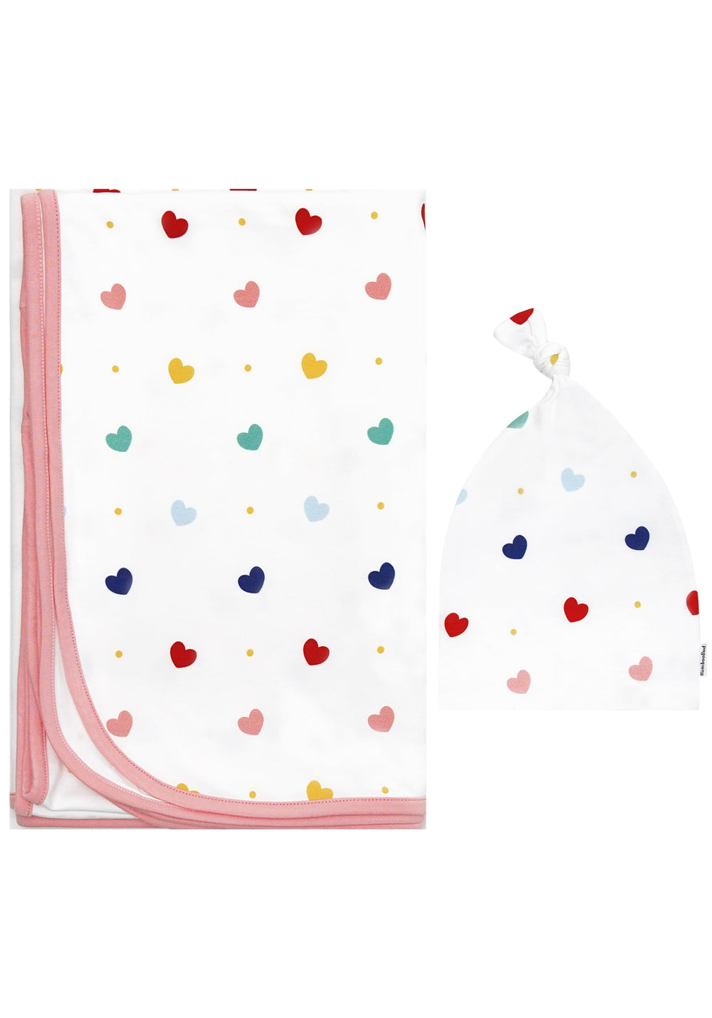 BambooBud baby swaddle blanket with heart design, gentle on delicate skin and ideal for photo moments.