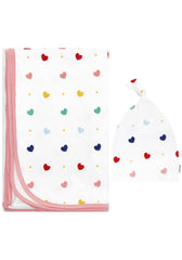 BambooBud baby swaddle blanket with heart design, gentle on delicate skin and ideal for photo moments.