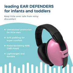 BANZ Baby Earmuffs feature a soft headband cover for a pressure-free fit.