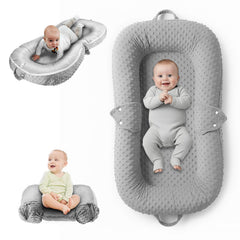 Baobrava Baby Lounger Pillow folded for travel, lightweight and portable.
