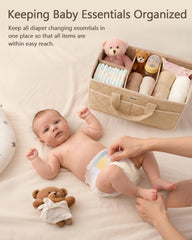 Baobrava diaper caddy with removable compartments keeps essentials neatly arranged