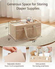 Baobrava diaper caddy with soft handles for easy transport around home