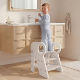 Baobrava foldable 3-step stool with handles for easy height access.