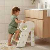 Baobrava foldable step stool adjustable-height, helping toddlers reach sinks safely and independently.