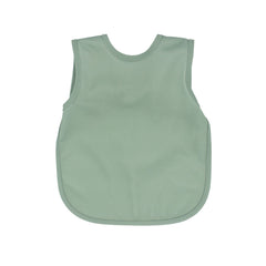 BapronBaby Minimalist Sage Bapron on a baby during meals, comfortable and stylish protection.