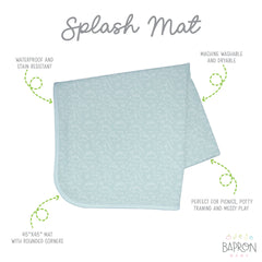 BapronBaby waterproof dino catch-all mat keeps floors clean during meals and crafts.