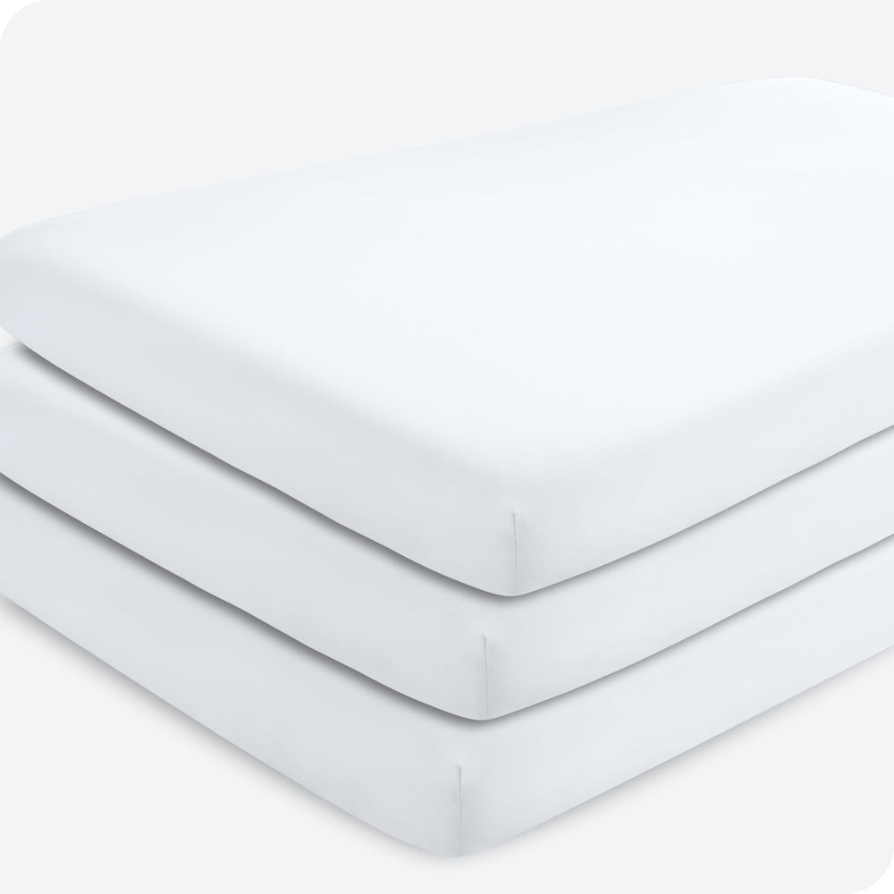 Bare Home 3-pack fitted crib sheet with snug elastic edge for secure fit