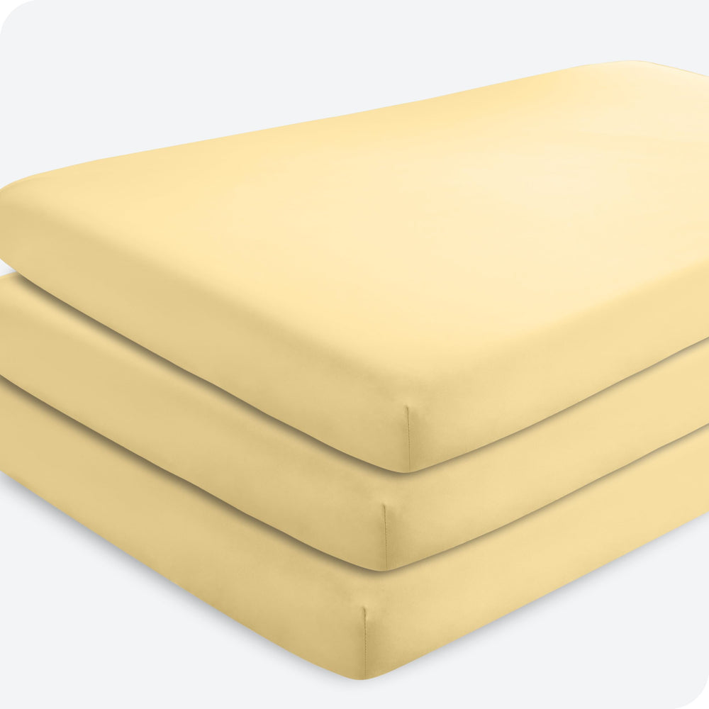 Bare Home 3-pack fitted crib sheet hugs standard crib mattresses up to 8 inches for easy changes