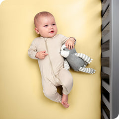 Bare Home elasticized fit hugs crib mattresses up to eight inches deep.