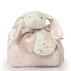 Barefoot Dreams CozyChic Buddie pink bunny satin trim adds luxe touch