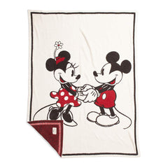 Barefoot Dreams CozyChic Classic Disney Mickey Minnie blanket front view for cozy baby snuggling.