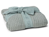 Barefoot Dreams CozyChic Lite Waterfall waffle receiving blanket close-up weave for cozy warmth