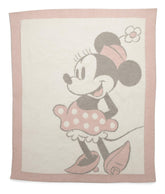 Barefoot Dreams CozyChic Minnie pattern blanket in dusty rose for cozy naps.