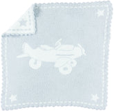 Barefoot Dreams CozyChic scalloped baby blanket in blue, perfect for cuddling during naps