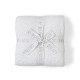Barefoot Dreams CozyChic stroller blanket Pearl close-up border for warmth