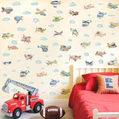 Barri Design cartoon aircraft wall stickers add cute, reusable decor for playrooms.