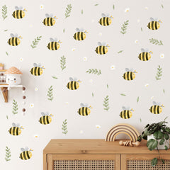 Barri Design cute bee wall stickers in watercolor style for nursery decor.