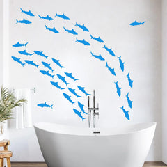 Barri Design small shark decal with blue whale focus adds playful ocean vibes to kids rooms