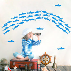 Barri Design small shark decal undersea scene enhances ocean themed nursery decor
