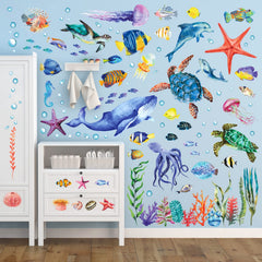 BASHOM turtle wall sticker adds a friendly sea creature focal point for nurseries.