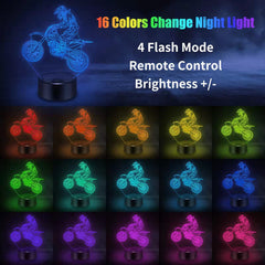 BASSI dirt bike LED remote light with 16 color options for versatile mood lighting