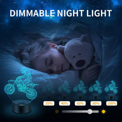 BASSI motocross night light adds decorative glow to playrooms and bedrooms