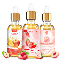 BASSI Yoni Oil bottle shown for daily moisture and fresh scent after shower.