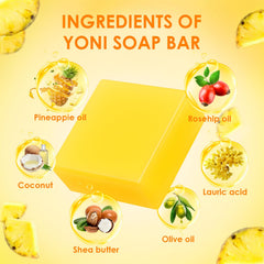 BASSI yoni soap bar texture and soft lather support gentle cleansing.