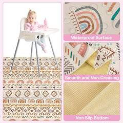 Basumee High chair mat foldable for easy travel and storage.