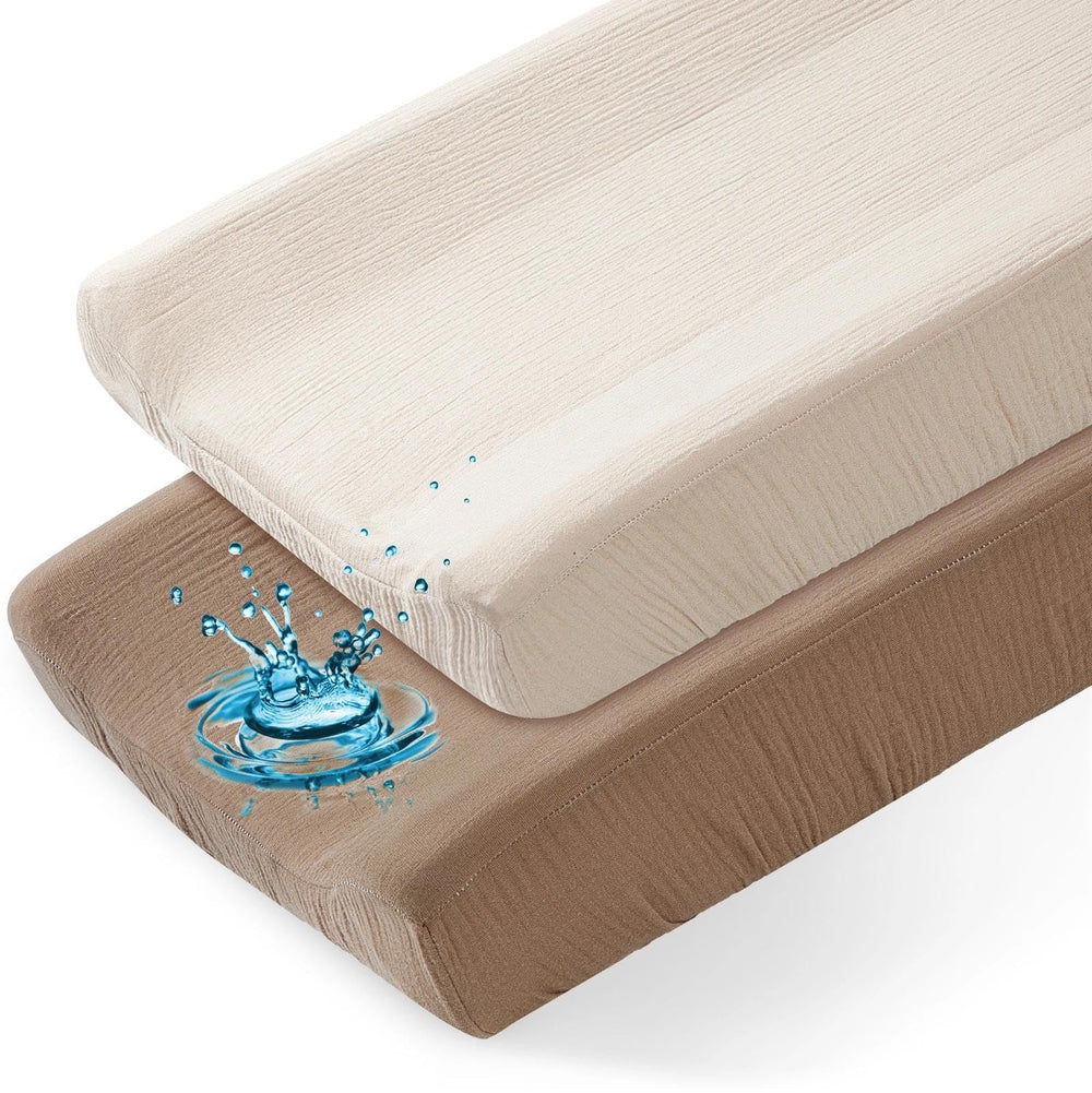 Basumee waterproof changing pad cover in a 2-pack keeps baby dry during changes