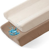 Basumee waterproof changing pad cover in a 2-pack keeps baby dry during changes