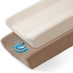 Basumee waterproof changing pad cover in a 2-pack keeps baby dry during changes