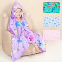 Basumee toddler hooded towel with dinosaur print keeps little one cozy after bath