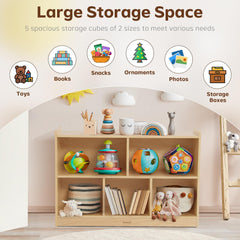Bateso wooden frame with rounded edges provides safe, durable storage.