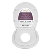 Bath Royale potty training seat, soft-close round white, reduces mess for busy bathrooms.