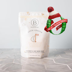 Bathorium Little Charlie image showing coconut oat ingredients for gentle hydration