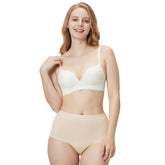 Battewa front view beige high-waisted underwear for daily protection.