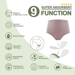 Battewa high-waist leak-proof underwear showing double-layer crotch for secure wear.