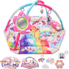 BATTOP Baby Gym 8-in-1 pink setup for versatile newborn play.